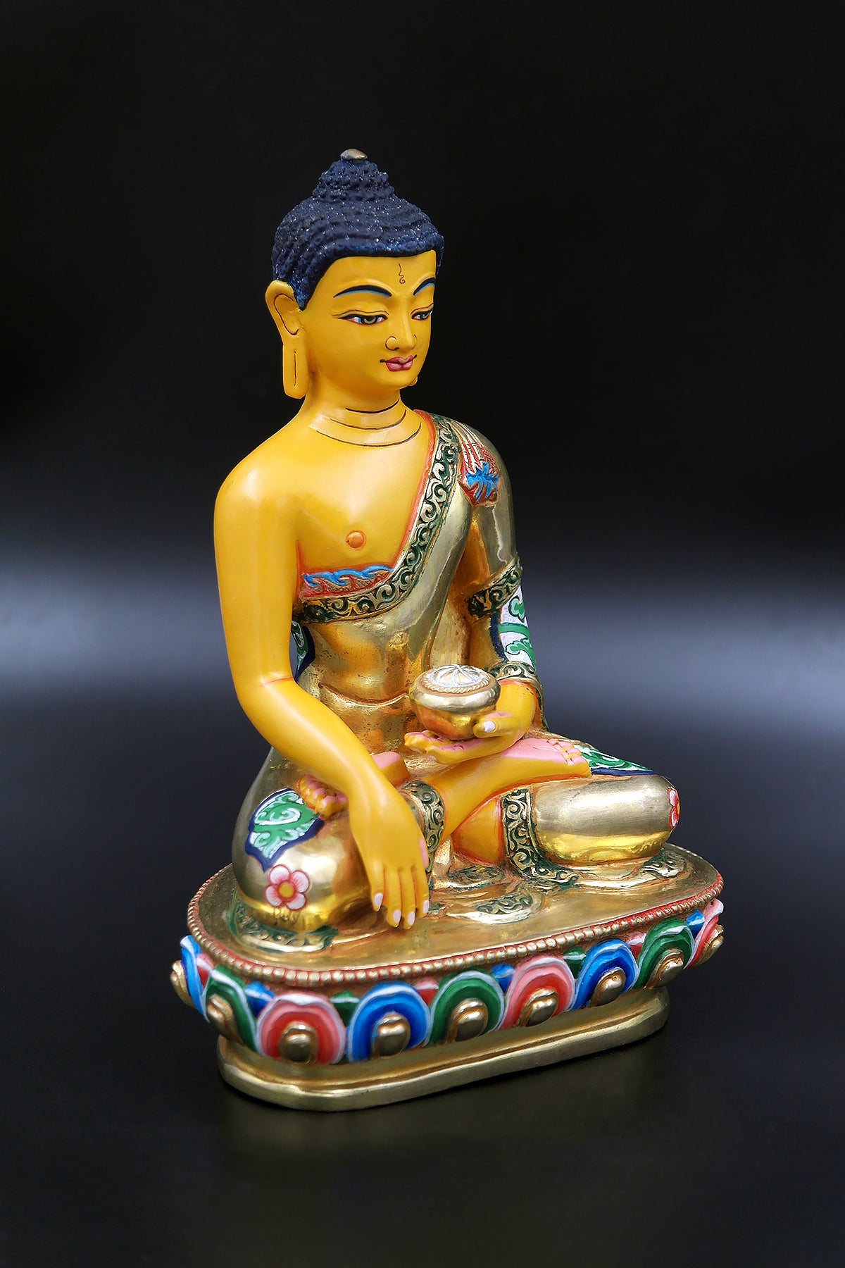 Color Painted and Gold Plated Shakyamuni Buddha Statue 6"