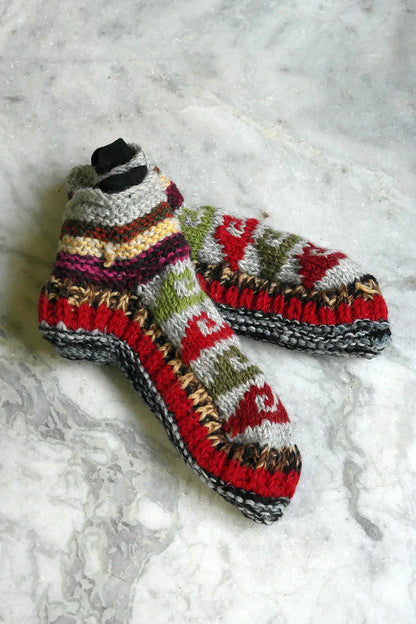 Assorted colors Hot waves pattern woolen hand knitted ankle socks - Vajracrafts