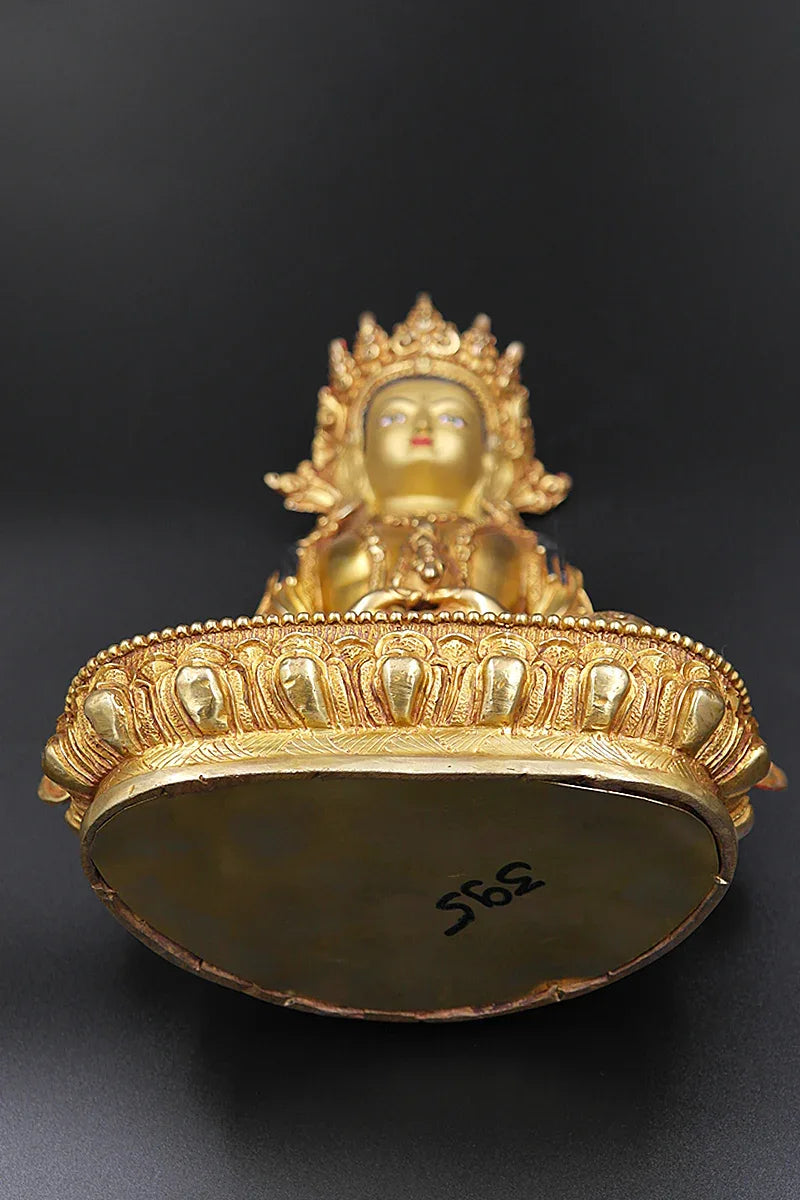 Fully Gold Plated Aparmita Buddha Statue, Handmade in Nepal 9" - Vajracrafts