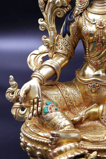 The Serene Green Tara Statue, 9" - Vajracrafts