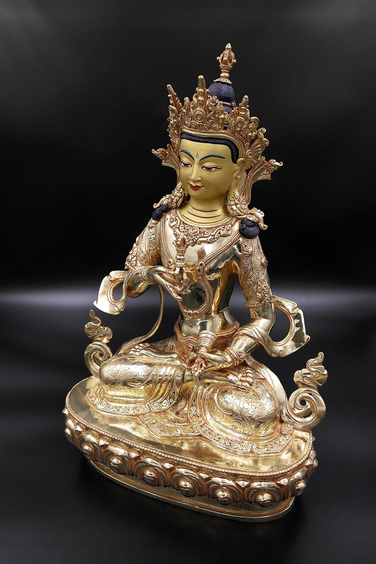 Divine Purity: Gold Plated Vajrasattva Statue, 13"