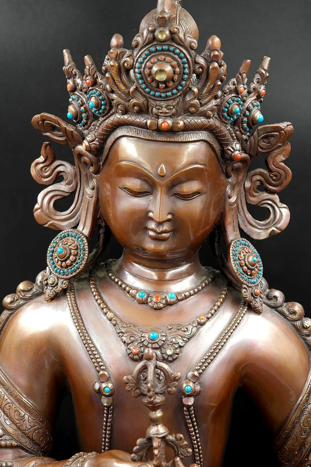 Antique looks Crowned Tibetan Vajrasattva Statue 18" - Vajracrafts