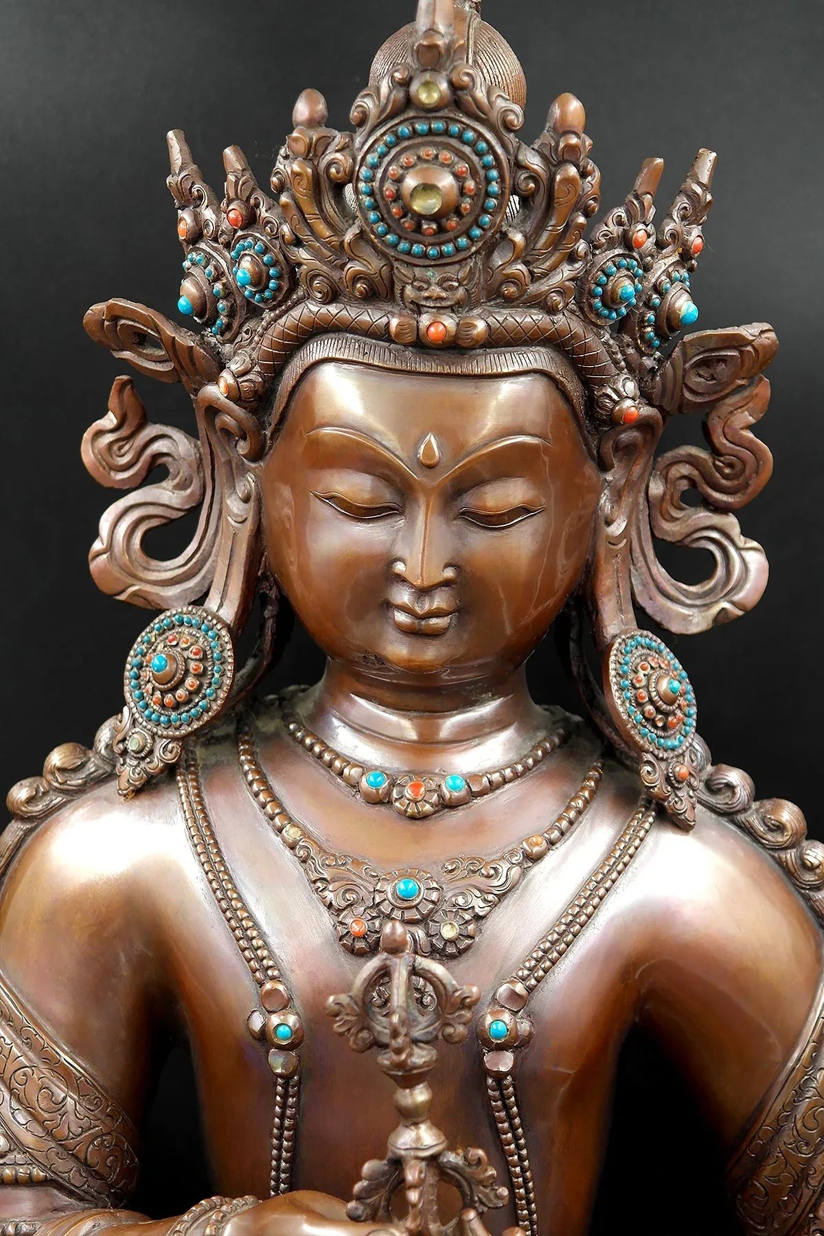 Antique looks Crowned Tibetan Vajrasattva Statue 18" - Vajracrafts