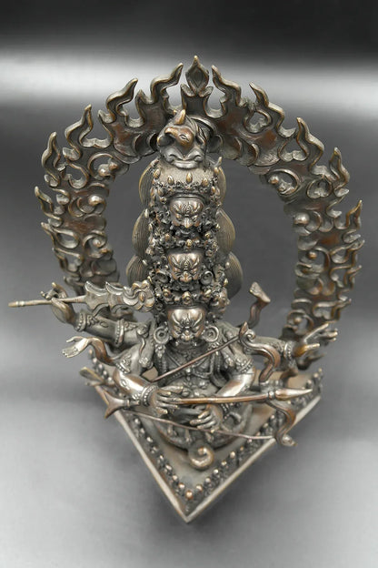 Copper Oxidized Rahula Statue with Bow and Arrow 10.5" - Vajracrafts