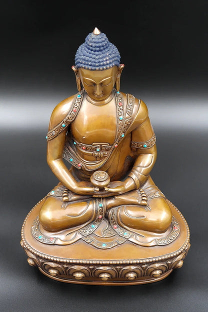 Tibetan Buddhist Deity Amitabha Buddha Seated on Pedestal 9" - Vajracrafts