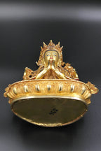 Gold Plated Masterpiece Tibetan Chenrezig Statue, God of Passion 9" - Vajracrafts