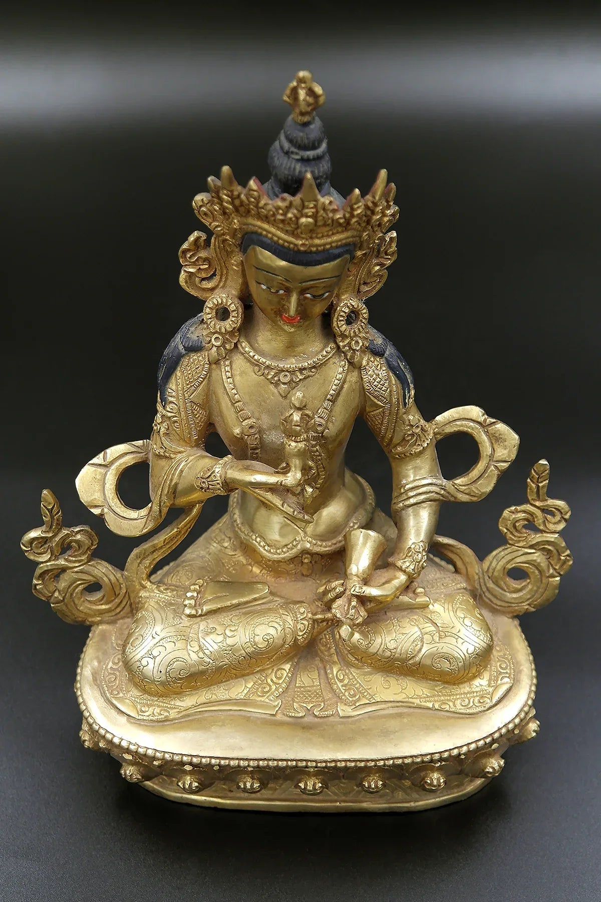 Floral Motif Tibetan Vajrasattva Statue, 9" - Vajracrafts