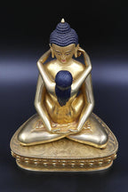Gold Plated Buddha Shakti Statue, Yab Yum Samantabhadra Statue 9" - Vajracrafts