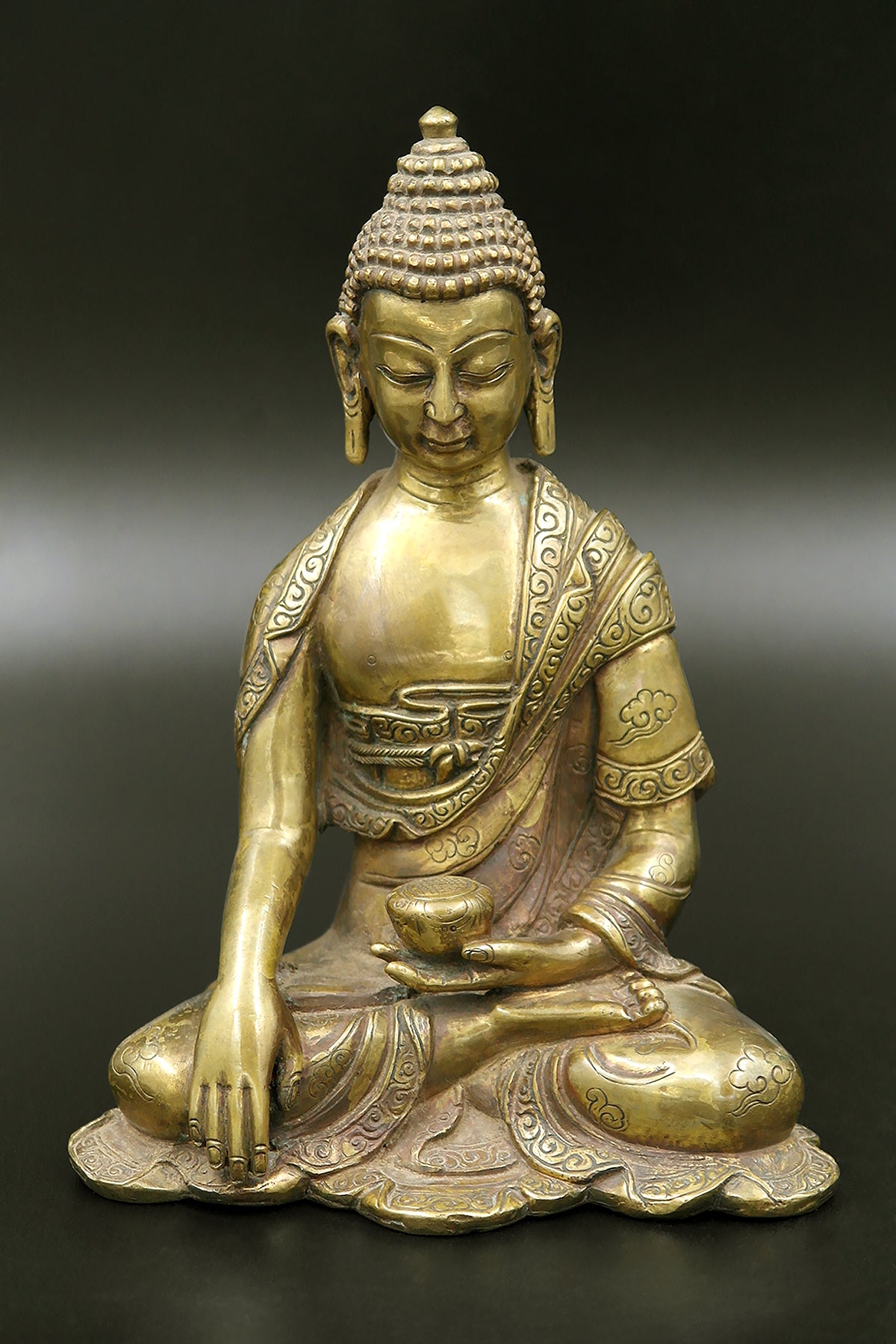 Brass Shakyamuni Buddha Statue, Idol Antique Finish 5.5"