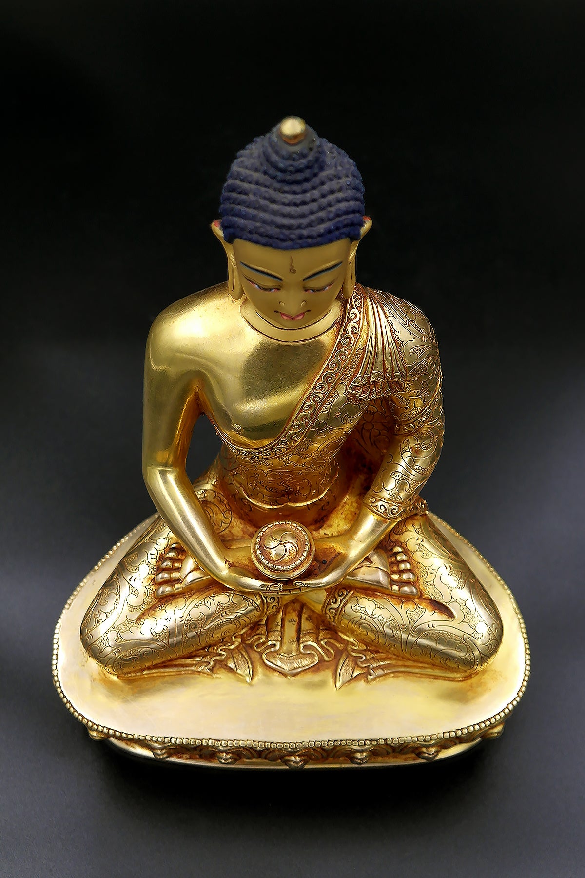 Elegant hand carved Gold Plated Amitabh Buddha Statue 9"