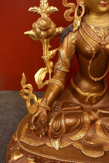 Masterpiece White Tara Statue in double Lotus 18" - Vajracrafts