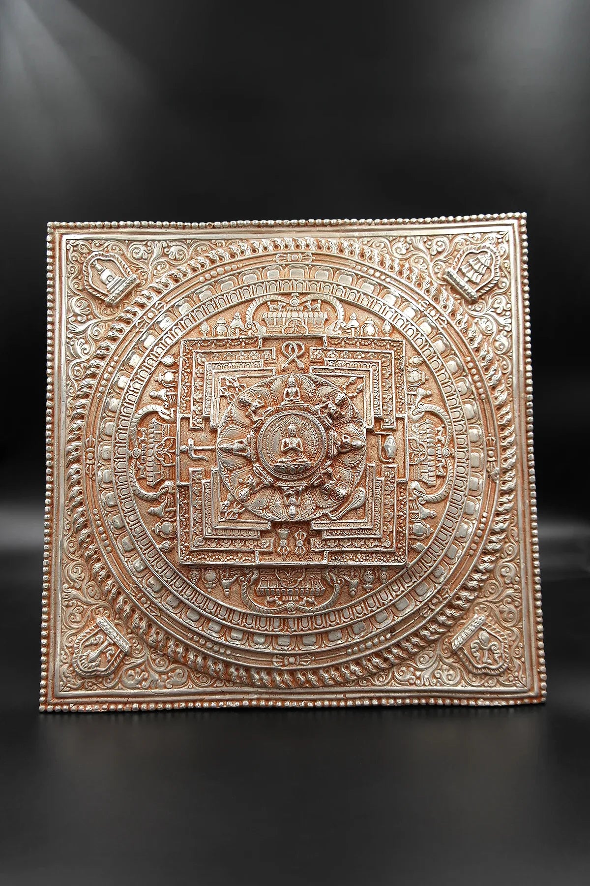 Silver Plated Tibetan Buddhist Mandala Thangka Wall hanging - Vajracrafts