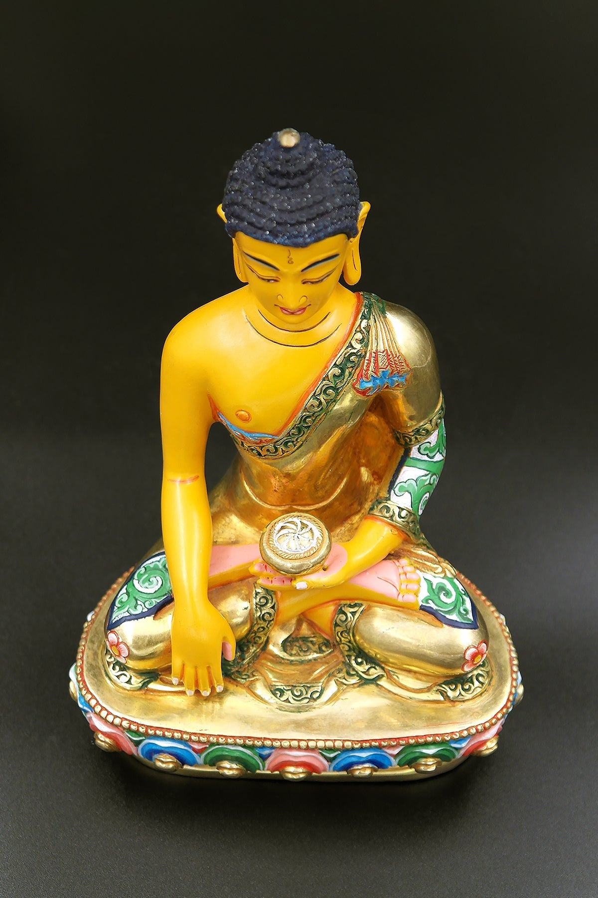 Color Painted and Gold Plated Shakyamuni Buddha Statue 6" | Vajracrafts