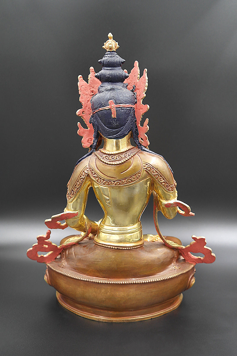 Copper Alloy Partly Gold Plated Vajrasattva Statue, 13"