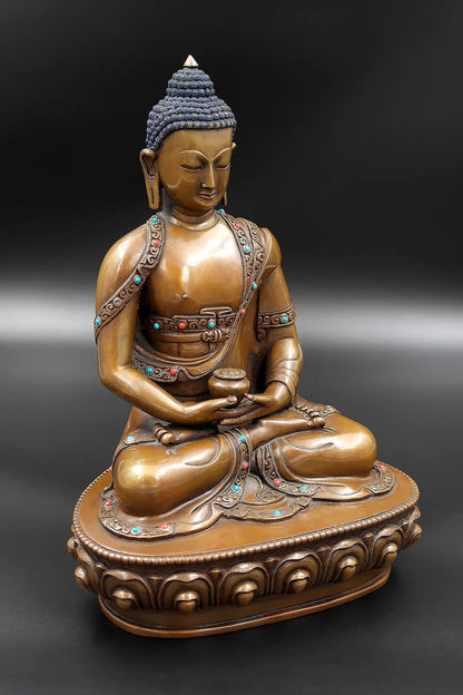 Tibetan Buddhist Deity Amitabha Buddha Seated on Pedestal 9" - Vajracrafts