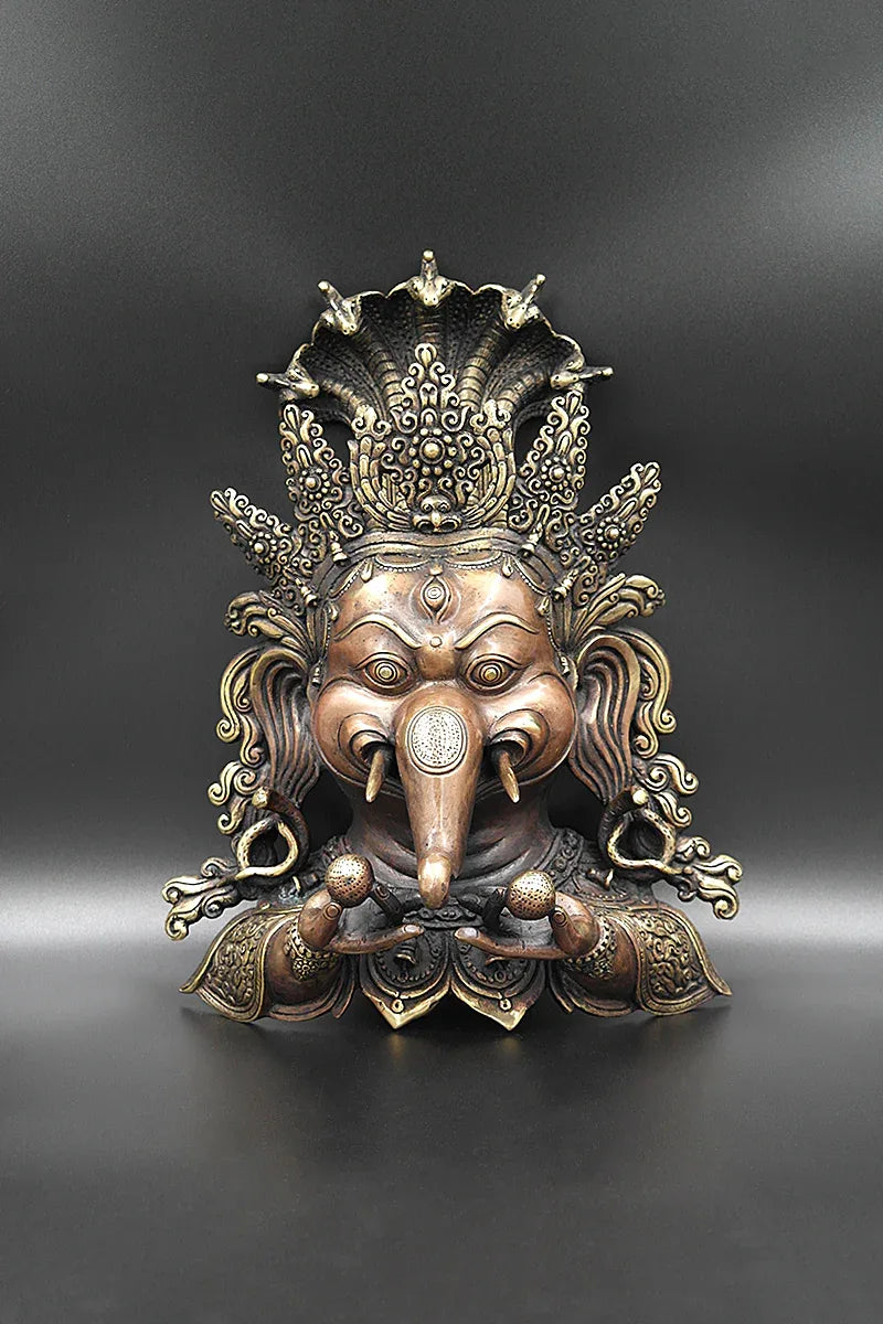 Ganesh Face Wall Hanging in Copper - Vajracrafts