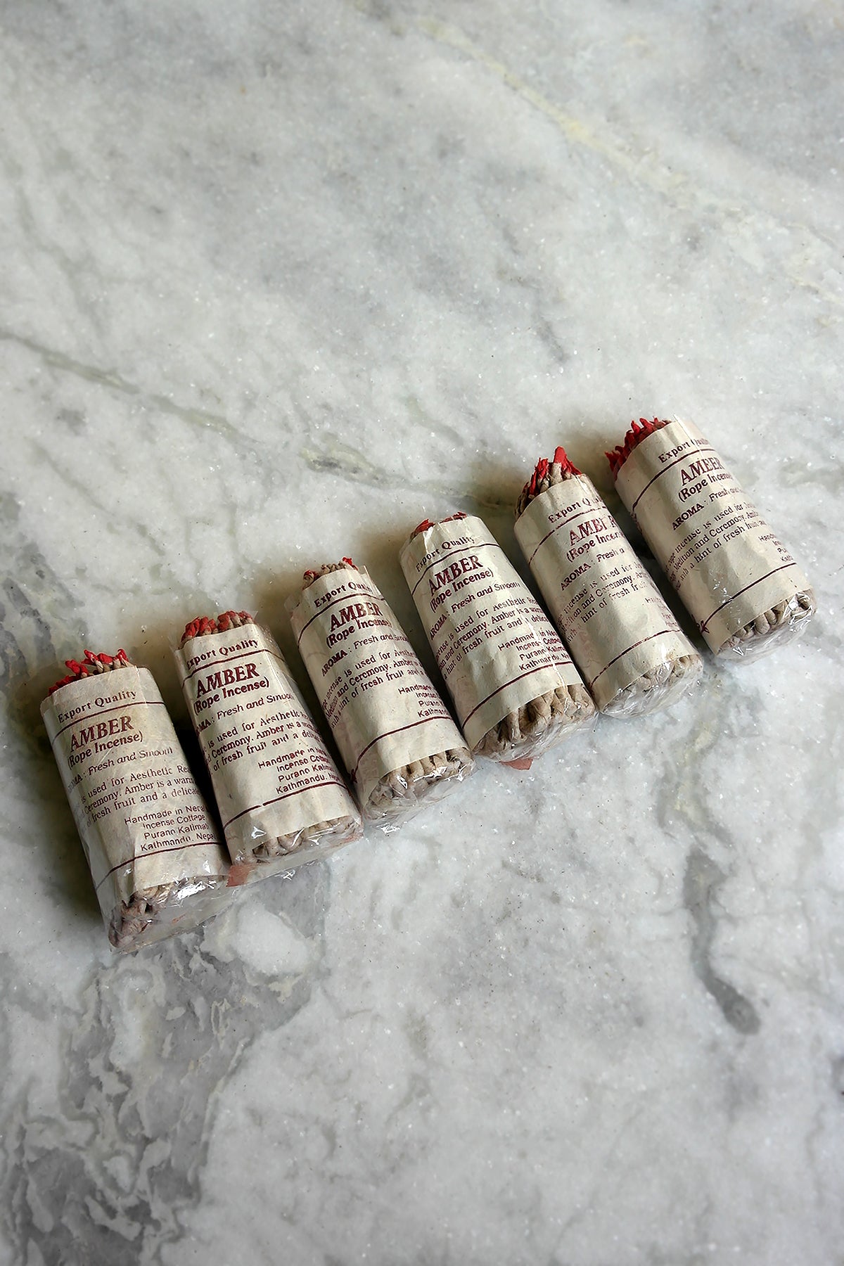Amber Nepalese Rope Incense - Set of 6