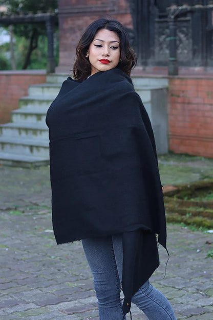Black Color Yak Wool Shawl/Scarf - Vajracrafts