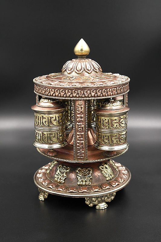 5 in 1 Eight Auspicious symbols copper Tibetan Prayer Wheel
