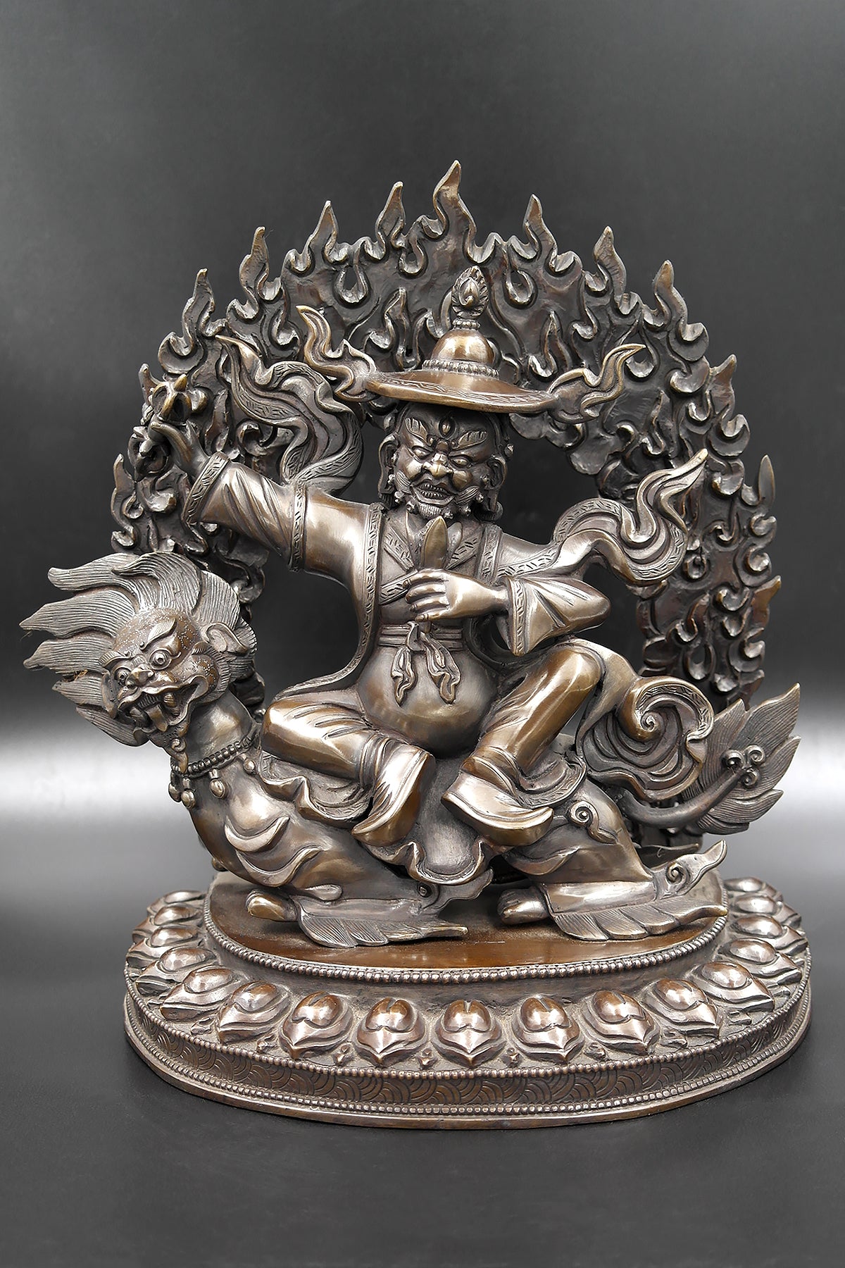 Buddhist Protector Dorje Legpa or Vajra Sadhu copper statue 10"