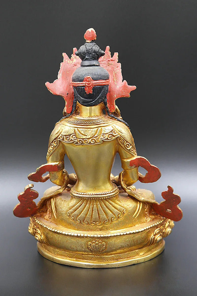 Fully Gold Plated Aparmita Buddha Statue, Handmade in Nepal 9" - Vajracrafts