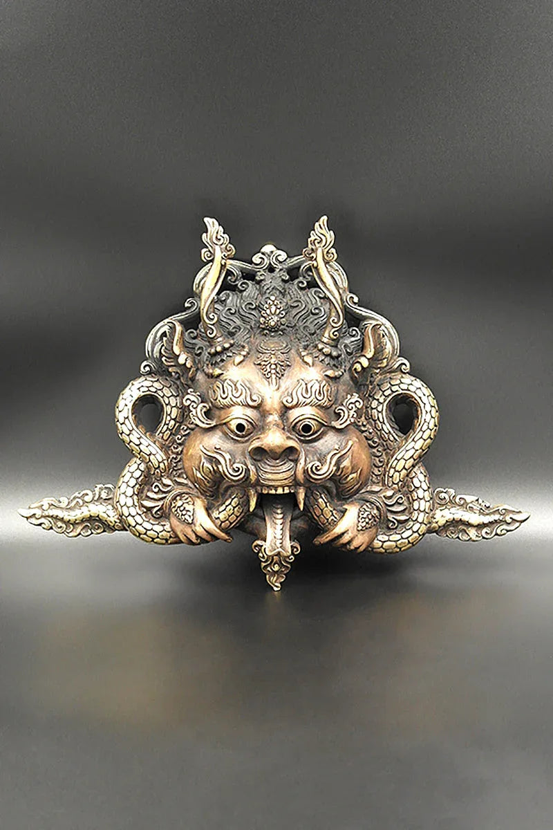 Tibetan Cheppu brass Wall Hanging Mask 11" - Vajracrafts