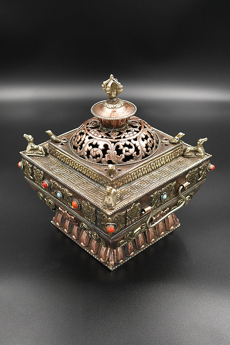 Handmade Copper Tibetan Buddha Incense burner
