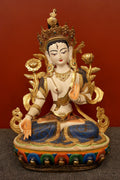 Hand Painted Tibetan Buddhist White Tara Statue, 13" - Vajracrafts