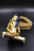 Gold Plated Buddha Shakti Statue, Yab Yum Samantabhadra Statue 9" - Vajracrafts