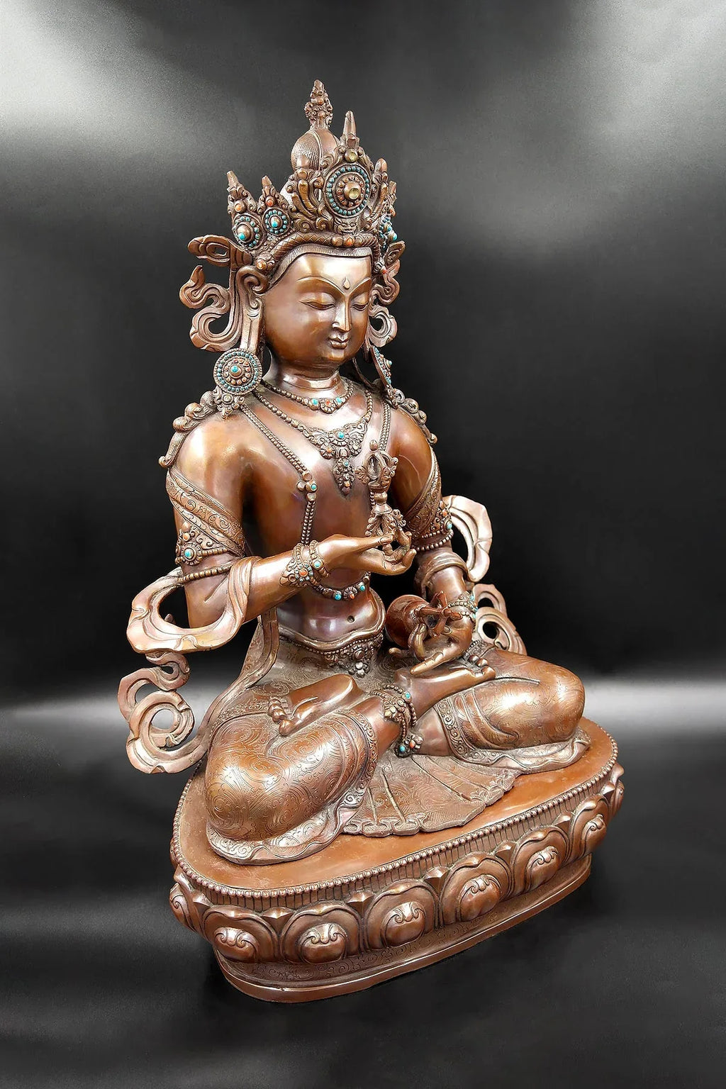 Antique looks Crowned Tibetan Vajrasattva Statue 18" - Vajracrafts