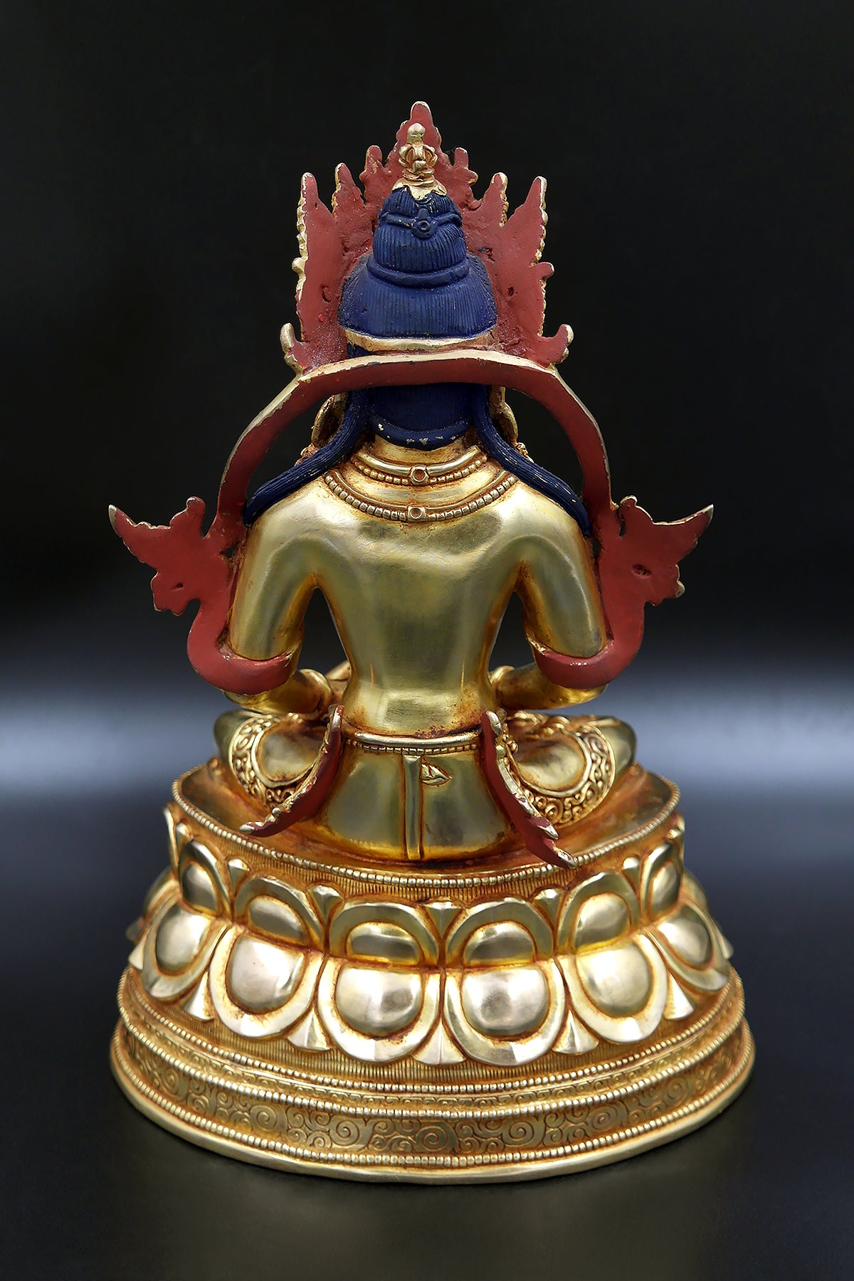 Tibetan Gold Plated Aparmita Statue from Nepal 10"