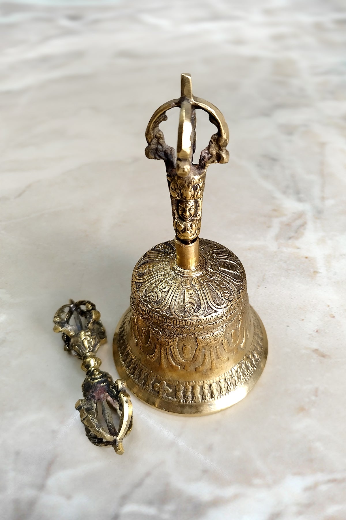 Brass Meditation Bell and Dorje Set