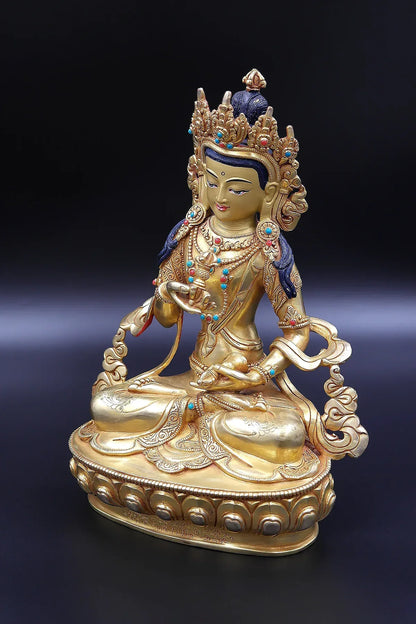 Gold Plated Tibetan Buddhist Vajrasattva Statue, 8" - Vajracrafts