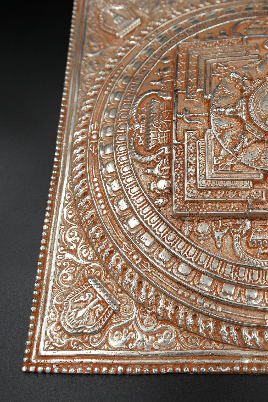 Silver Plated Tibetan Buddhist Mandala Thangka Wall hanging - Vajracrafts