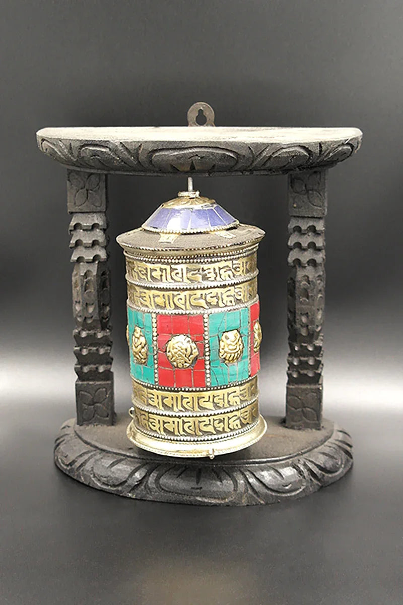 Auspicious Symbols Buddhist Prayer Wheel - Vajracrafts