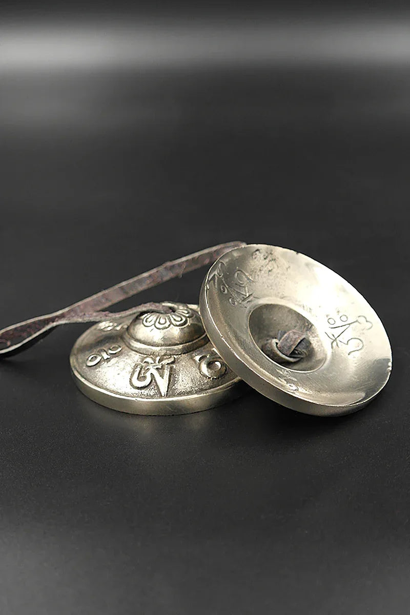 Om mane peme hum embossed High-Quality Tingsha 2.5" - Vajracrafts