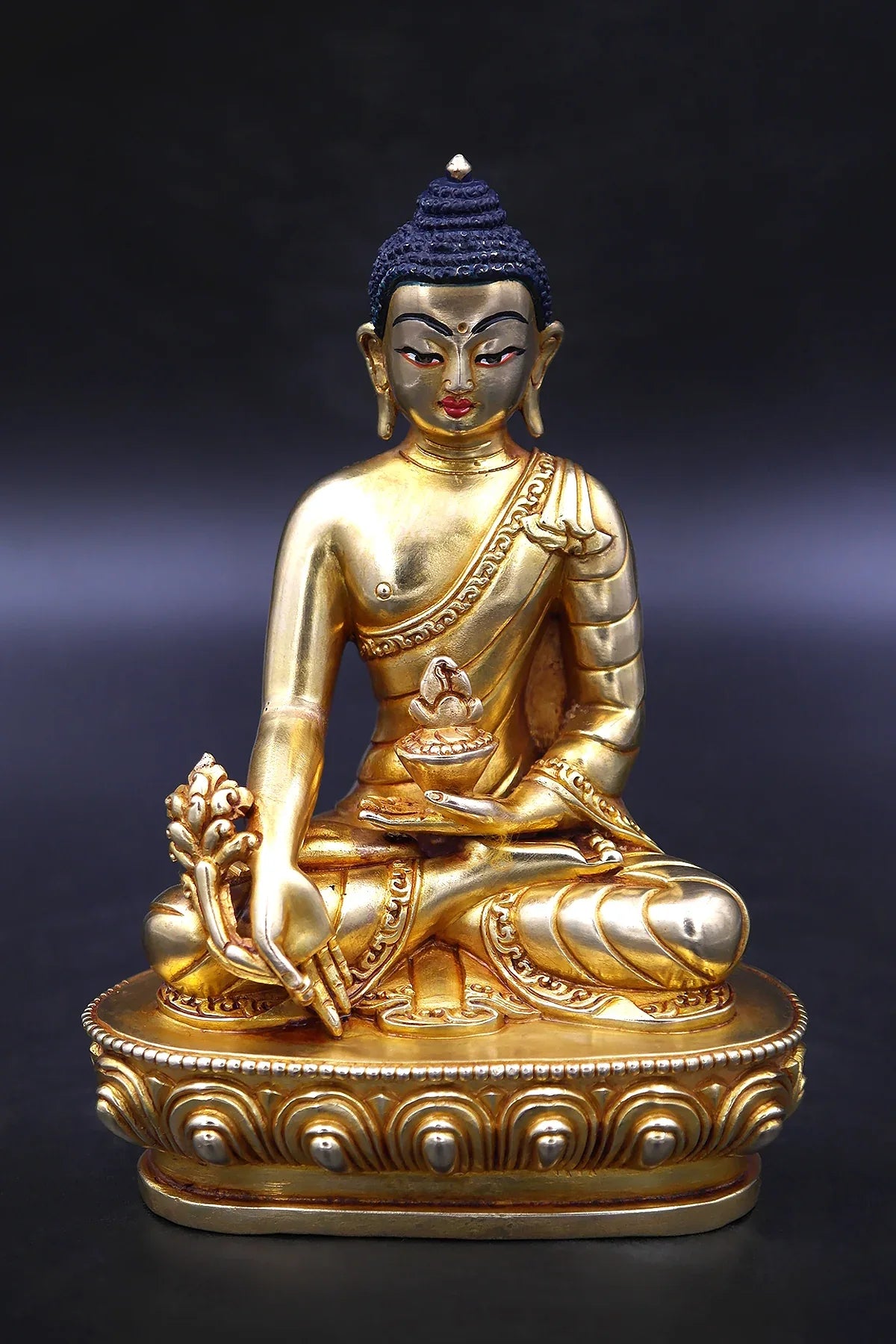 Handmade Gold Plated Medicine Buddha Statue 5.5" - Vajracrafts