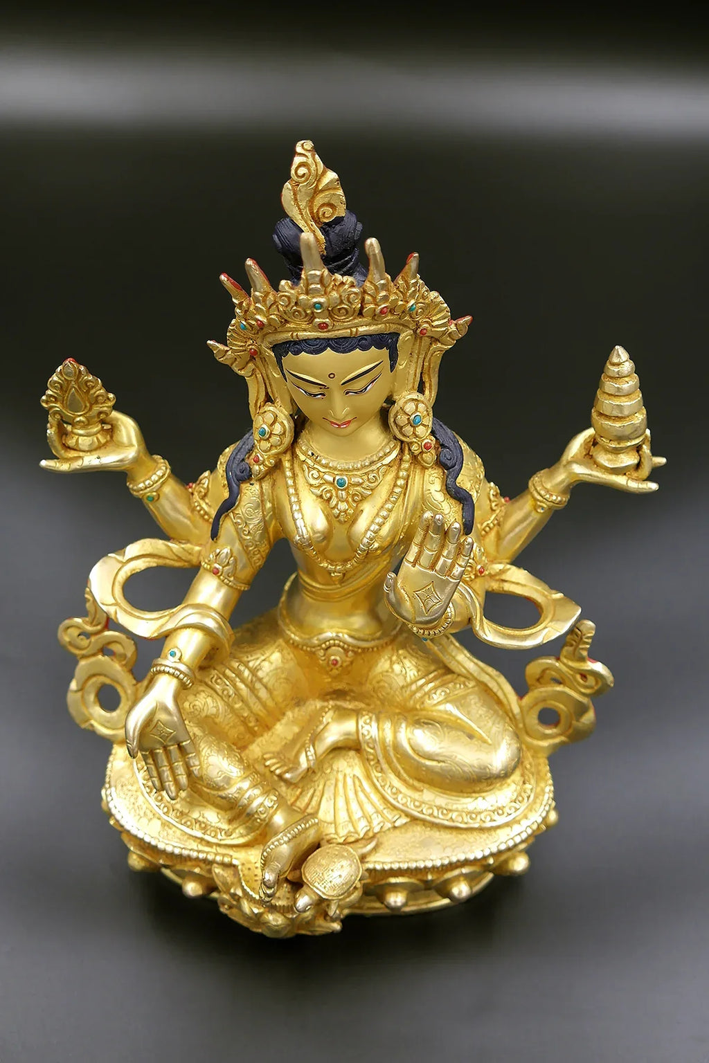 Hindu goddess Laxmi Statue - The Goddess of Wealth and Good Fortune 8" - Vajracrafts
