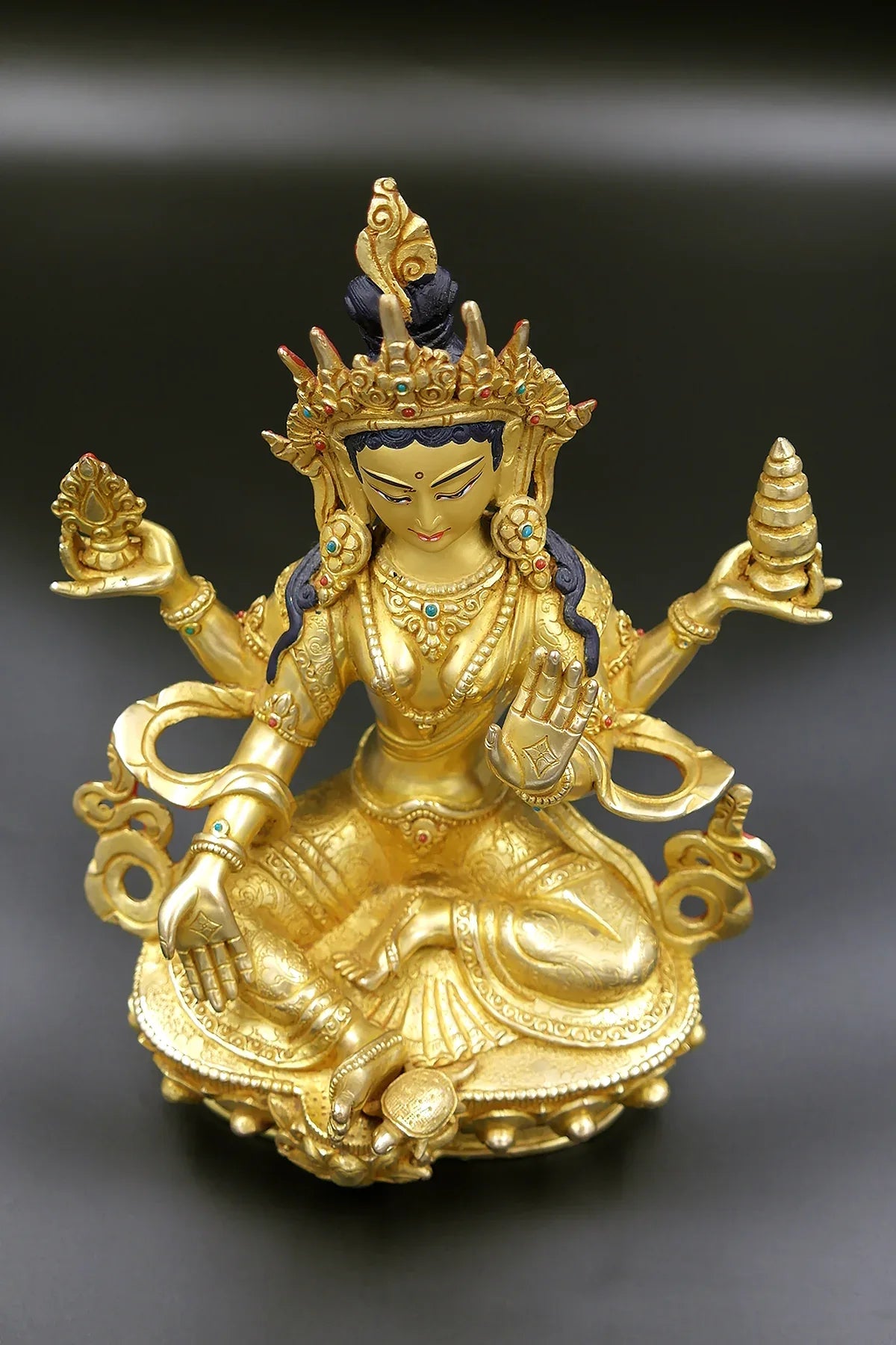 Hindu goddess Laxmi Statue - The Goddess of Wealth and Good Fortune 8" - Vajracrafts