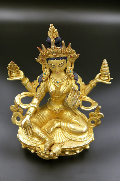 Hindu goddess Laxmi Statue - The Goddess of Wealth and Good Fortune 8" - Vajracrafts