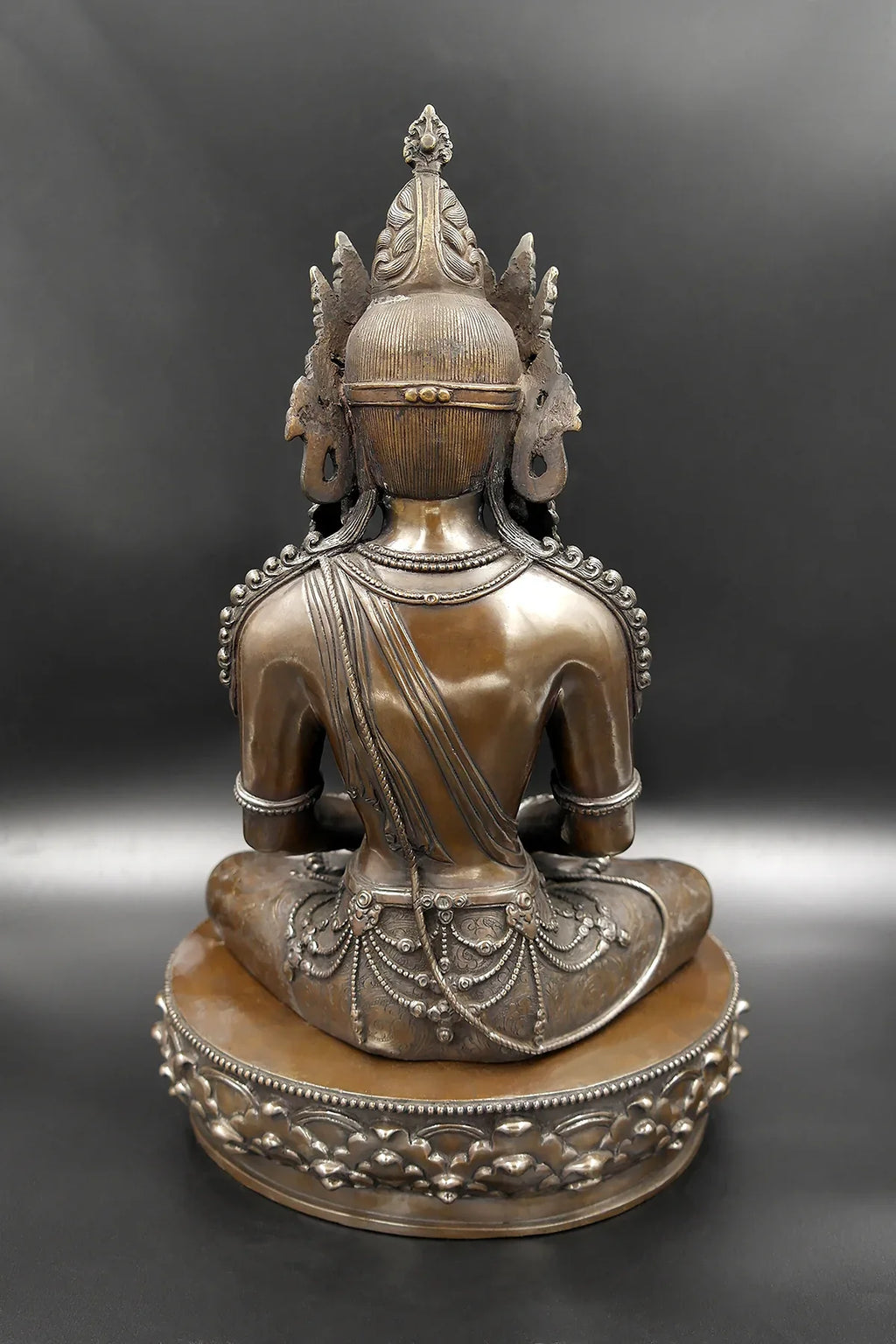 Crowned Amitabh Buddha Statue from Nepal 14" - Vajracrafts