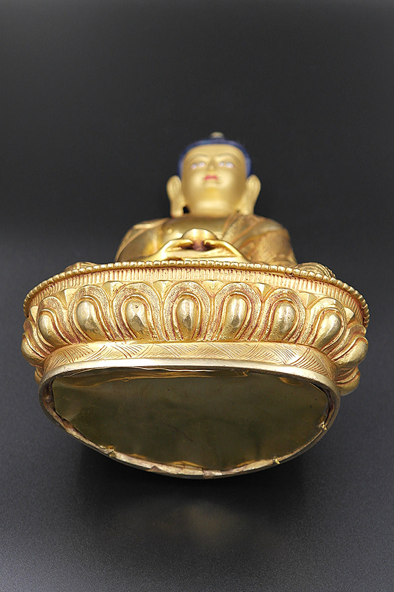 Gold Plated Amitabh Buddha Statue 8"