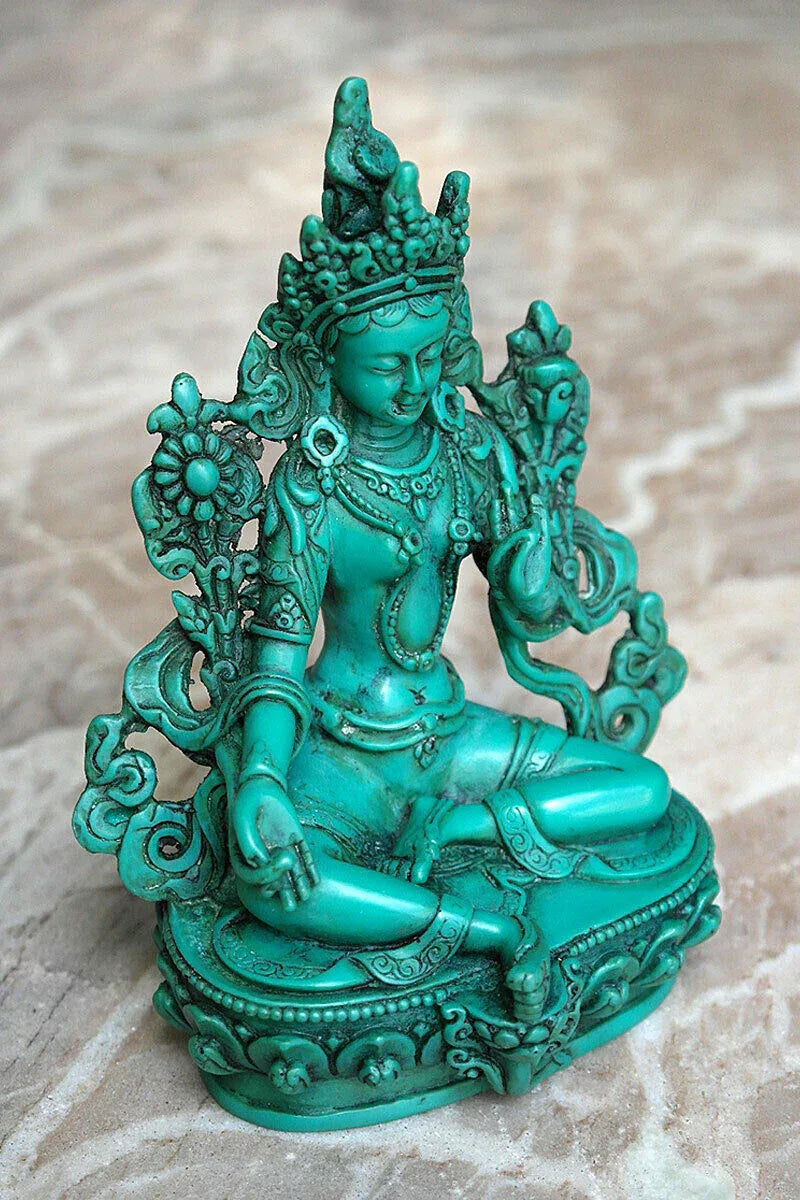 Tibetan Dolma Green Tara Resin Statue 6" - Vajracrafts