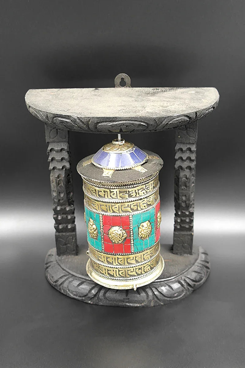 Auspicious Symbols Buddhist Prayer Wheel - Vajracrafts