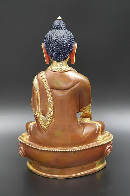 Partly Gold Plated Tibetan Shakyamuni Statue, 8" - Vajracrafts