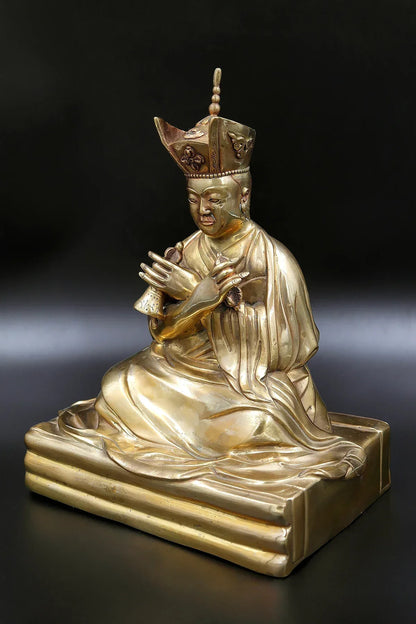 Antique Finishing Tibetan Buddhist 16th Karmapa Statue 8.5" - Vajracrafts