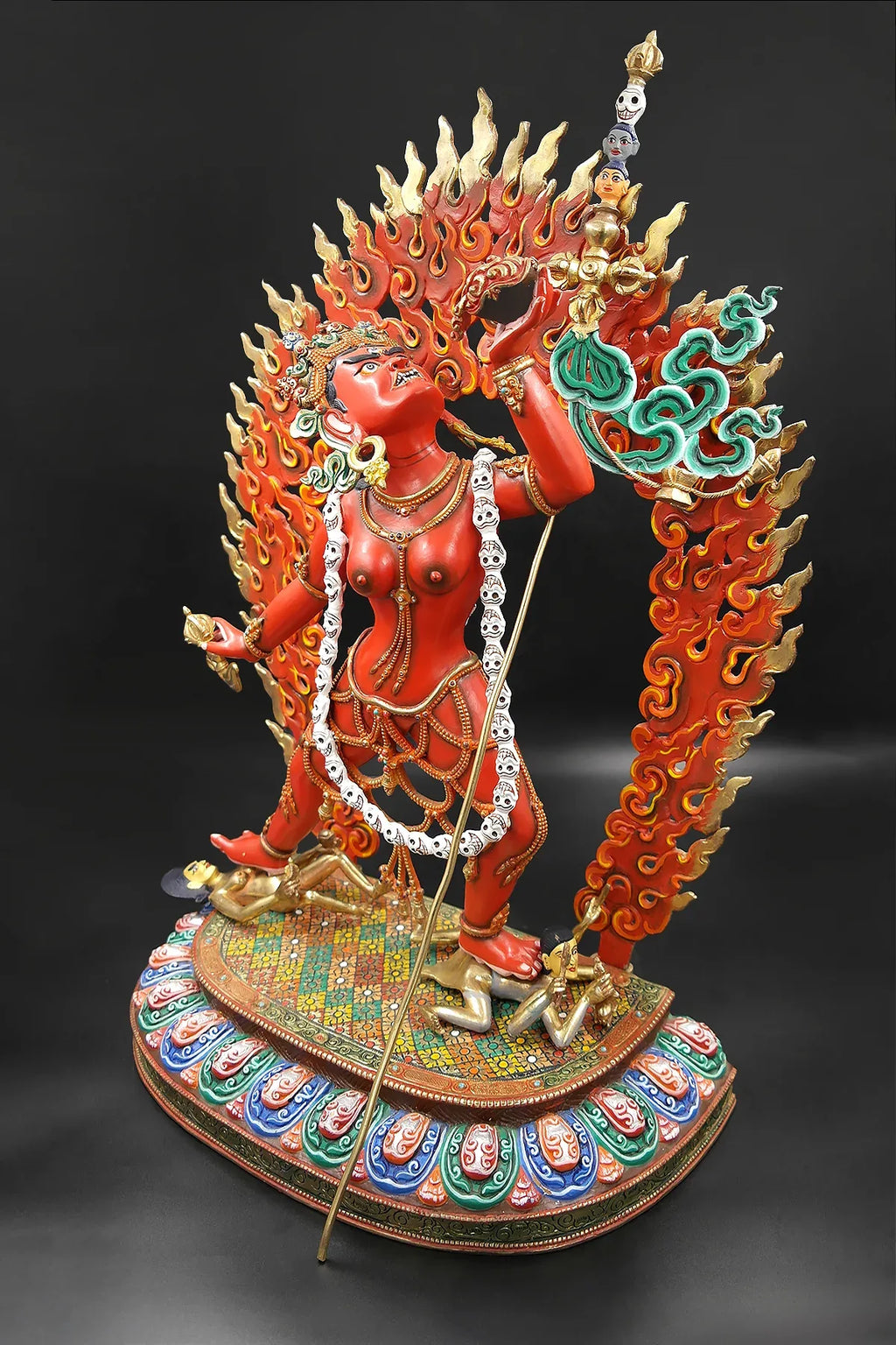 Vajra yogini hand painted copper statue 18" - Vajracrafts