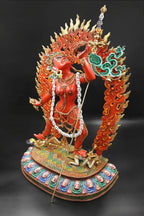 Vajra yogini hand painted copper statue 18" - Vajracrafts