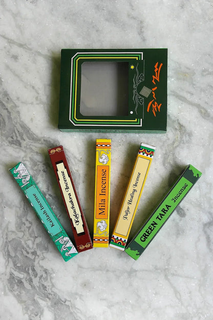 Green Tara Tibetan Incense Gift Pack, Set of 5 incense sticks - Vajracrafts