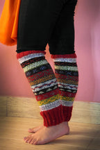Red Green and mixed colors woolen leg warmers - Vajracrafts